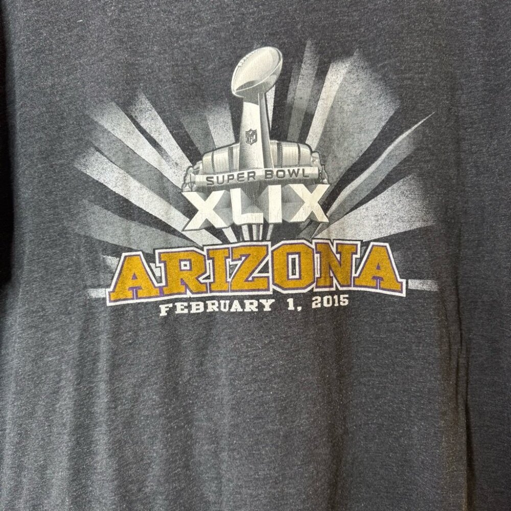 Majestic Super Bowl Arizona Gray Short Sleeve Tee with Retro Graphic 2015 Feb 1 - Picture 2 of 4